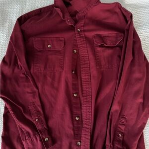 Wrangler Men's Deep Red Casual Button Down Shirt